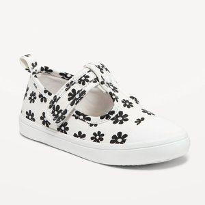 Old Navy Mary-Jane Canvas Sneakers for Toddler Girls Black Flower